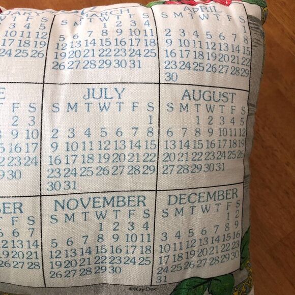 Gray Tabby Cat Yarn Bird Tree Branch Pillow Tea Towel Calendar 2000 Kay Dee 9x12 - Picture 8 of 11